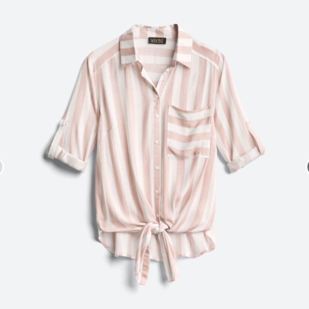 Striped Tie Front Top